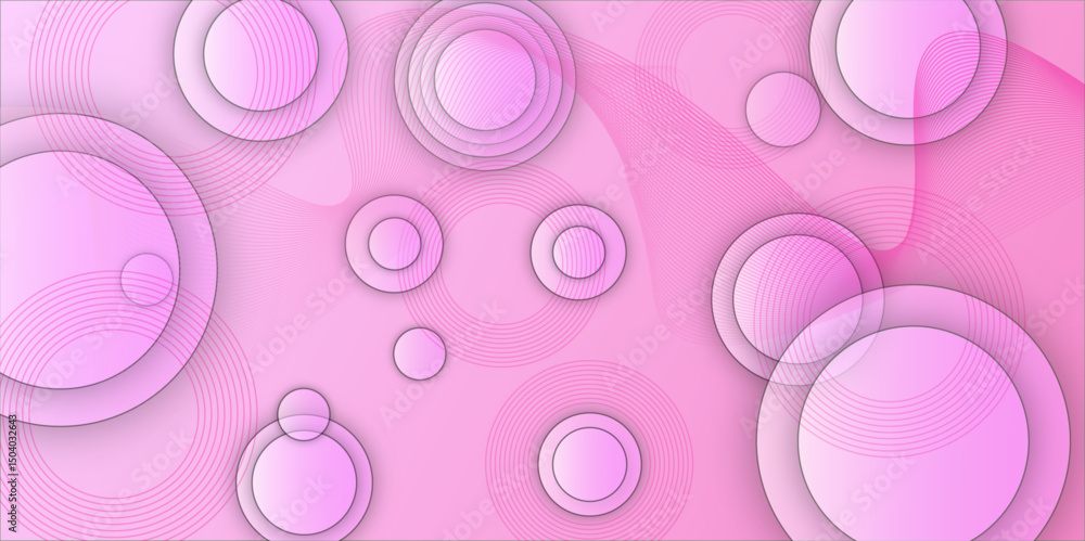 Poster abstract background with circle pink abstract geometric background. minimal geometric white and pink