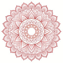 Detailed red mandala design with intricate floral and geometric patterns