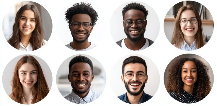 Diverse young individuals' portraits and faces compiled for profile picture or userpic use