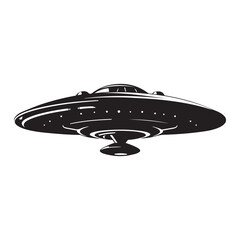 Alien Ship isolated vector black silhouette
