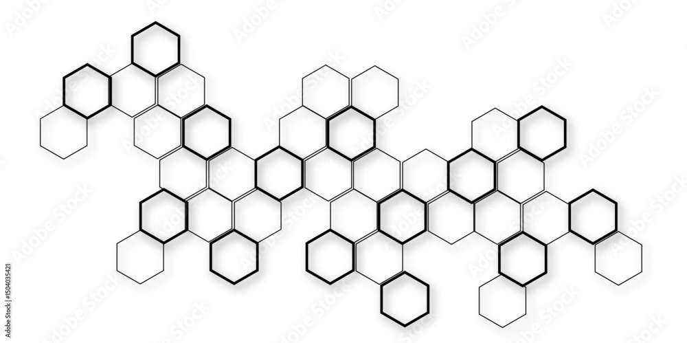 Aufkleber hexagonal structure futuristic white background and embossed hexagon, hexagon honeycomb white backgr