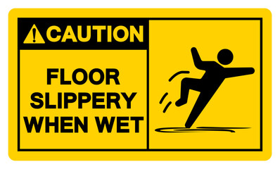Caution Floor Slippery When Wet Symbol Sign,Vector Illustration, Isolate On White Background Label.EPS10