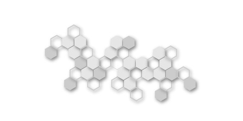 Minimalist High-Tech Concept Featuring a Seamless White and Grey Hexagon Grid Pattern, Perfect for Backgrounds, Web Design, and Innovative Digital Illustrations
