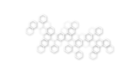 Minimalist High-Tech Concept Featuring a Seamless White and Grey Hexagon Grid Pattern, Perfect for Backgrounds, Web Design, and Innovative Digital Illustrations