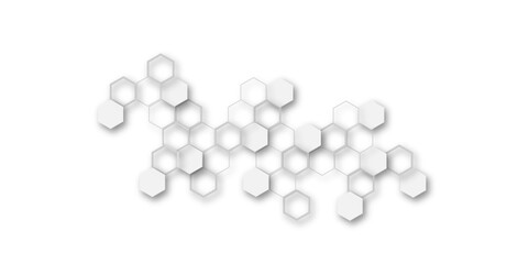 Abstract background with hexagons and geometric pattern in honeycombs design in illustration.Modern and seamless pattern in design with hexagonal molecular structures in technology background.