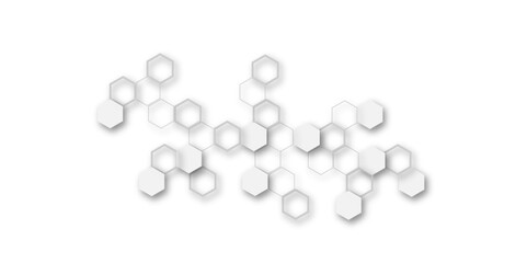Minimalist High-Tech Concept Featuring a Seamless White and Grey Hexagon Grid Pattern, Perfect for Backgrounds, Web Design, and Innovative Digital Illustrations