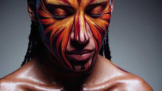 Detailed braided hair with accent on glowing shoulders in studio portrays strength confidence style modern beauty self-identity identity empowerment vision