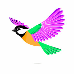 Obraz premium Vector illustration of a Tufted Titmouse bird flying in the sky, perfect for nature and wildlife-themed digital designs.