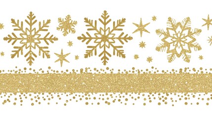 Elegant Gold Snowflake Pattern on a White Background Creating a Festive Winter Atmosphere