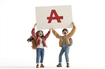 3D teacher holding large