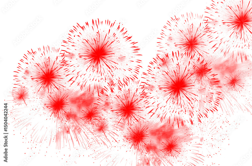 Poster multiple red fireworks exploding in the night sky a dazzling array of light and color against a dark