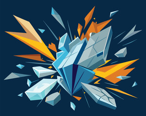 Shattered Crystal Explosion. Abstract Geometric Art