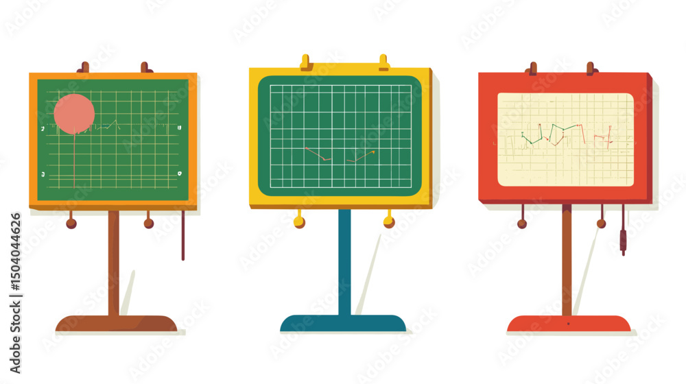 Poster three presentation boards displaying charts and graphs on white background