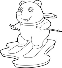 Polar bear Skier Ski Animal Vector Graphic Art Illustration