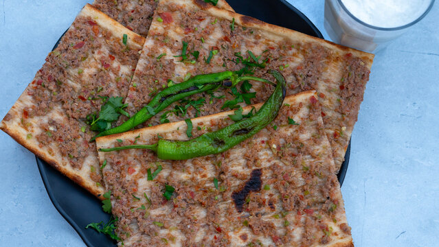 bread with meat konya city special food	