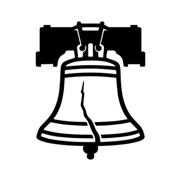 Liberty Bell icon recognizable bell with crack transparent background American historic symbol