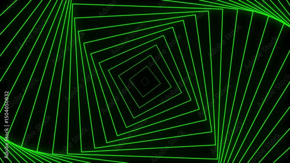 Poster visual loop square in black background motion graphic animation 4k futuristic neon ultraviolet fluor