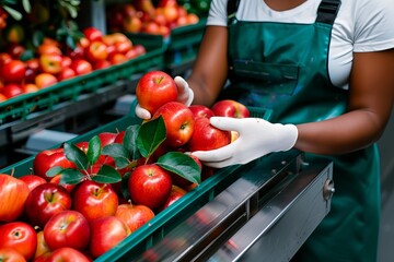 A woman is holding a basket of apples