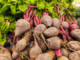 Natural fresh Red beets at the market