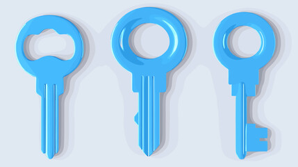 Three Dimensional Render of Pale Blue Keys With Security Theme on Neutral Background