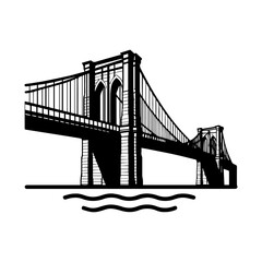Brooklyn Bridge icon with transparent background New York City landmark suspension bridge symbol