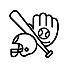 Baseball glove and bat icon with transparent background sports equipment symbol