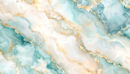 Elegant turquoise and gold marble design with intricate veining for modern art