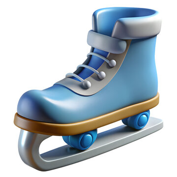 3D Ice skate PNG icon isolated with transparent background