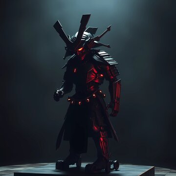 Samuray cyberpunk soldier with sword