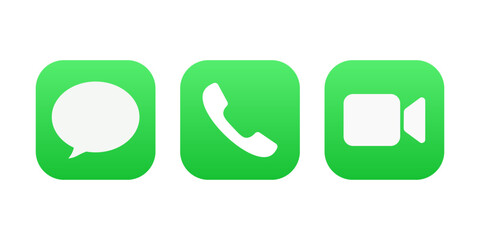 Message, phone, face time apps ios icons
