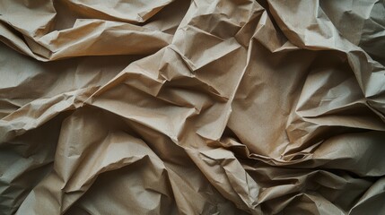 Close-up of crumpled brown paper texture.