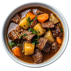Beef Stew Recipe Delicious Autumnal Comfort Food with Potatoes and Carrots  Culinary Photography isolated on transparent background