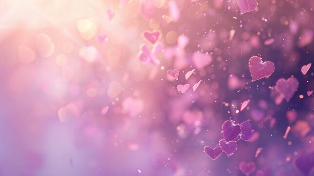Abstract heart-shaped confetti background