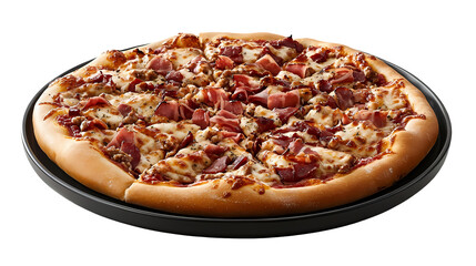 Meat Lovers Pizza Bacon Ham Sausage isolated on transparent background
