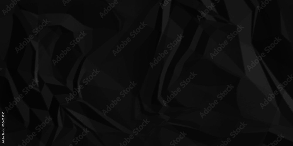Poster crumpled paper texture . black wrinkled paper texture. black crumpled and top view textures can be u