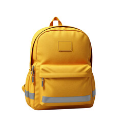 yellow school backpack isolated on transparent or white background, png