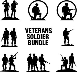 Veterans Soldier Silhouette Bundle vector