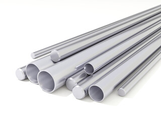 Metal steel profile. Steel galvanized. Stainless steel profiles. 3D rendering.