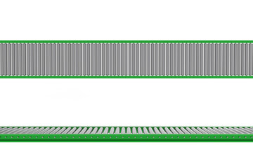 Front  view of green conveyors belt, industry business, 3D Rendering.