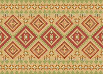 Tribal Diamond Pattern with Olive and Mustard Tones
