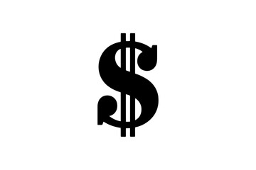 Obraz premium Black dollar sign on the white background