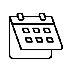 Calendar outline icon. Calendar icon isolated on white background. Transparent background, minimalist symbol. Vector images