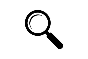 Black magnifying glass on a white background