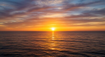 Fiery Sunset Over the Sea