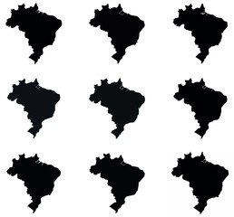 Obraz premium Map of Brazil Silhouette Vector Icons Set