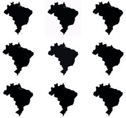 Obraz premium Map of Brazil Silhouette Vector Icons Set