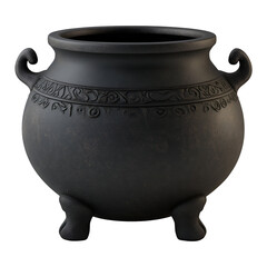 Black potions halloween cauldron in stained glass style , isolated on transparent background, png