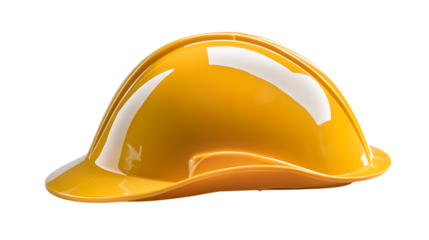A yellow plastic hard hat