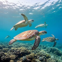 Obraz premium sea turtles in the water