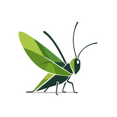 Grasshopper Logo With Clean Geometric Shapes, Vector Style